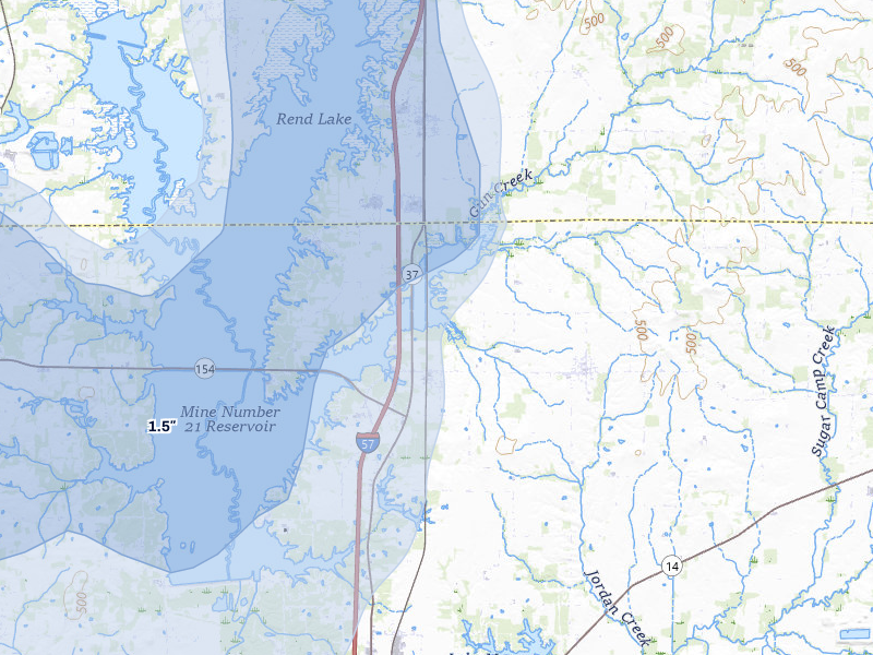 NEXRAD radar-signature map of the hail storm over Whittington, IL on Jul 8, 2026
