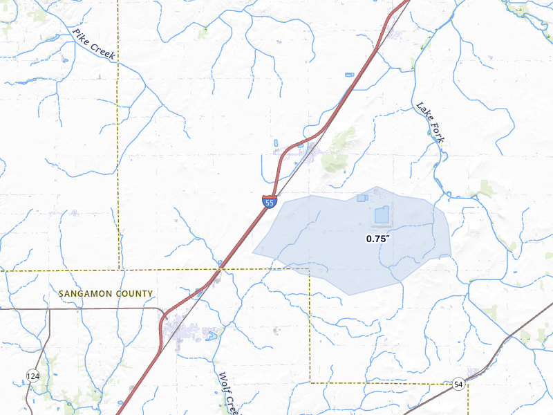 NEXRAD radar-signature map of the hail over Williamsville, IL