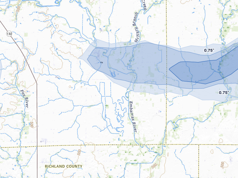 NEXRAD radar-signature map of the hail storm over Willow Hill, IL on Mar 4, 2026