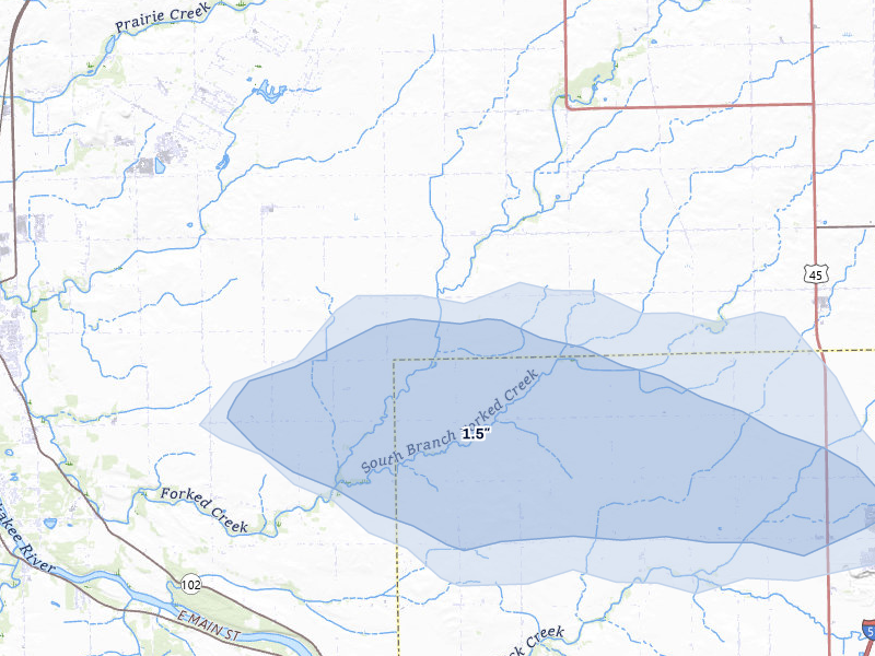 NEXRAD radar-signature map of the hail storm over Wilmington, IL on Jun 5, 2026