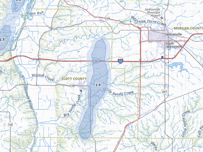 NEXRAD radar-signature map of the hail storm over Winchester, IL on Apr 17, 2026