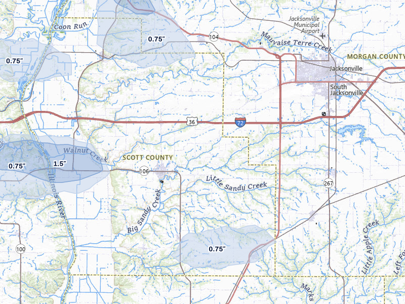 NEXRAD radar-signature map of the hail storm over Winchester, IL on May 16, 2026