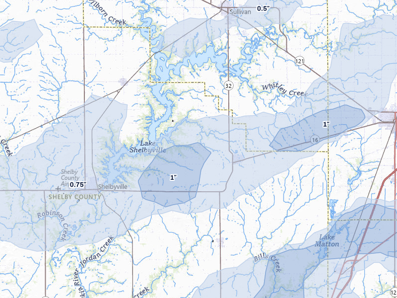 NEXRAD radar-signature map of the hail storm over Windsor, IL on Apr 27, 2026