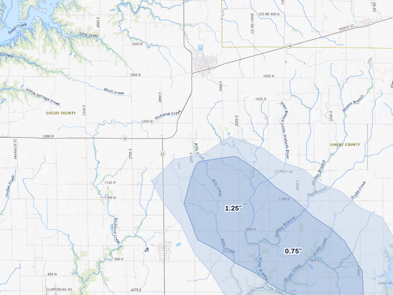 NEXRAD radar-signature map of the hail storm over Windsor, IL on Sep 18, 2026