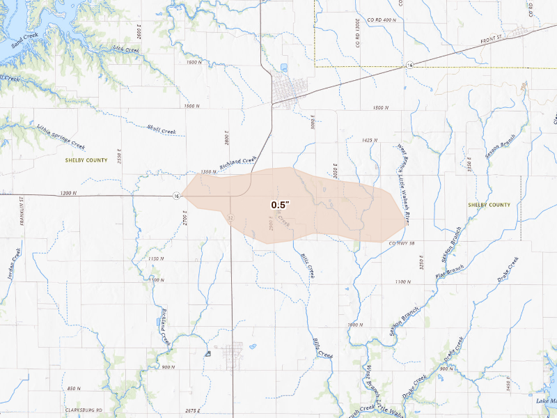 Radar-estimated hail-size map of the storm over Windsor, IL