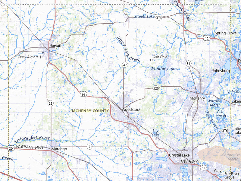 Radar-estimated hail-size map of the storm over Woodstock, IL on Jun 5, 2026