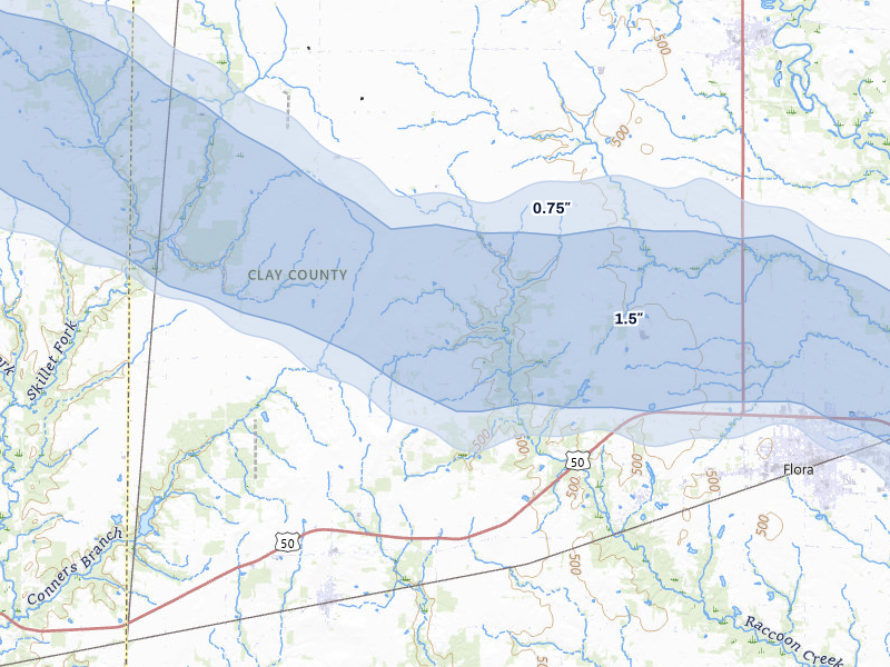 NEXRAD radar-signature map of the hail storm over Xenia, IL on Mar 22, 2026