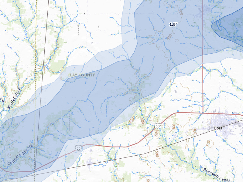 NEXRAD radar-signature map of the hail storm over Xenia, IL on May 16, 2026