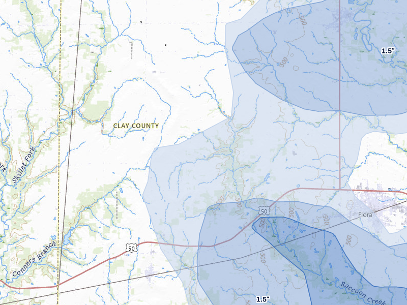 NEXRAD radar-signature map of the hail storm over Xenia, IL on Jul 3, 2026