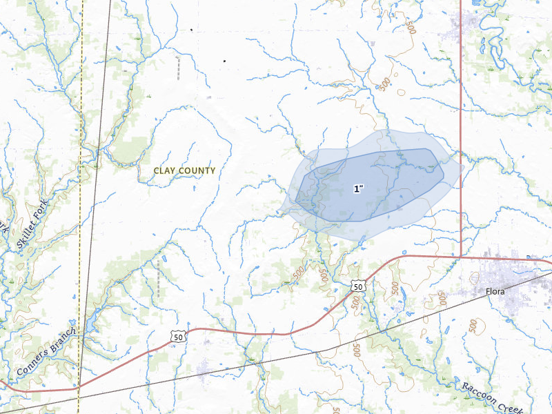 NEXRAD radar-signature map of the hail storm over Xenia, IL on Jul 8, 2026