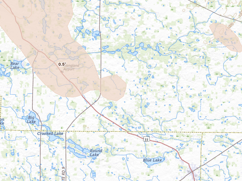 Radar-estimated hail-size map of the storm over Albion, IN