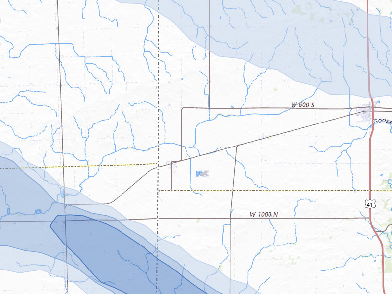 NEXRAD radar-signature map of the hail storm over Ambia, IN on Aug 11, 2026