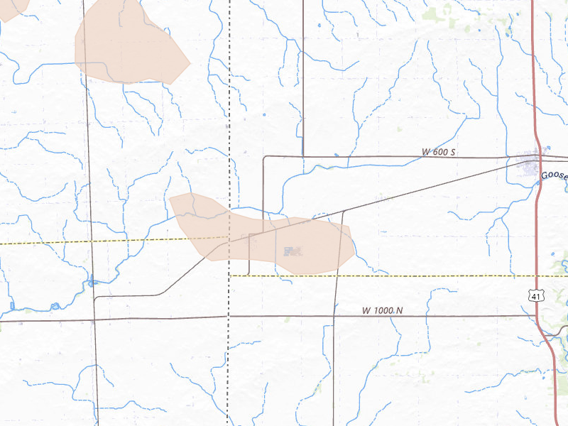 Radar-estimated hail-size map of the storm over Ambia, IN on Aug 12, 2026