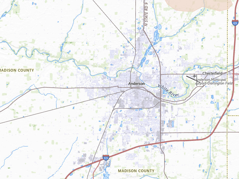 Radar-estimated hail-size map of the storm over Anderson, IN on Mar 26, 2026