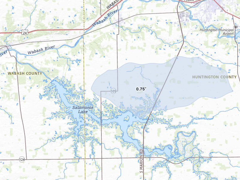 NEXRAD radar-signature map of the hail storm over Andrews, IN on Mar 22, 2026