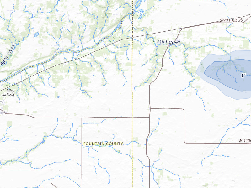 NEXRAD radar-signature map of the hail over Attica, IN