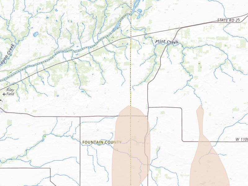 Radar-estimated hail-size map of the storm over Attica, IN on Apr 27, 2026