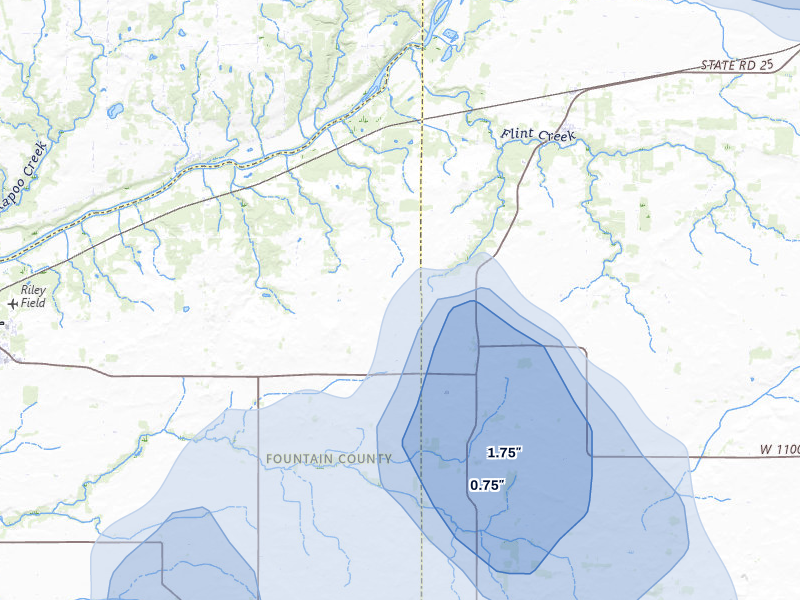 NEXRAD radar-signature map of the hail storm over Attica, IN on Jun 6, 2026