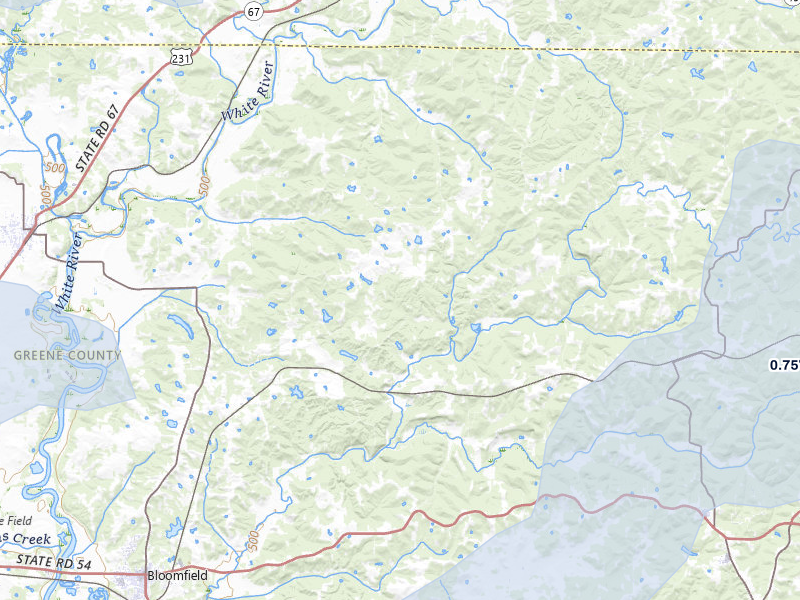 NEXRAD radar-signature map of the hail over Bloomfield, IN