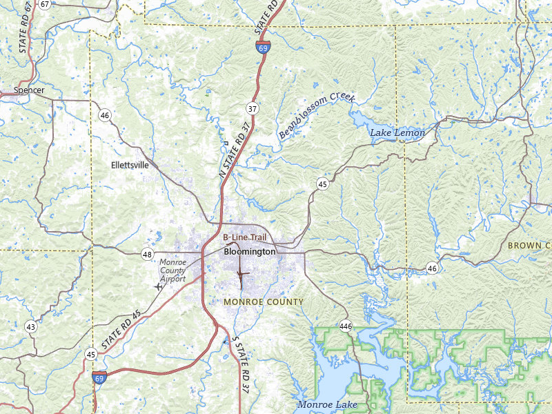 Radar-estimated hail-size map of the storm over Bloomington, IN on Mar 22, 2026