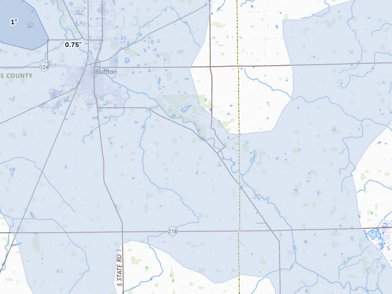 NEXRAD radar-signature map of the hail storm over Bluffton, IN on Aug 10, 2026