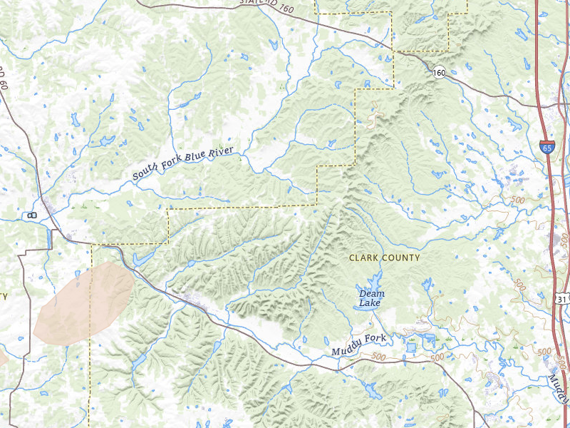 Radar-estimated hail-size map of the storm over Borden, IN on Apr 27, 2026