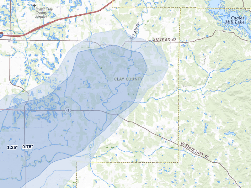 NEXRAD radar-signature map of the hail storm over Bowling Green, IN on May 18, 2026