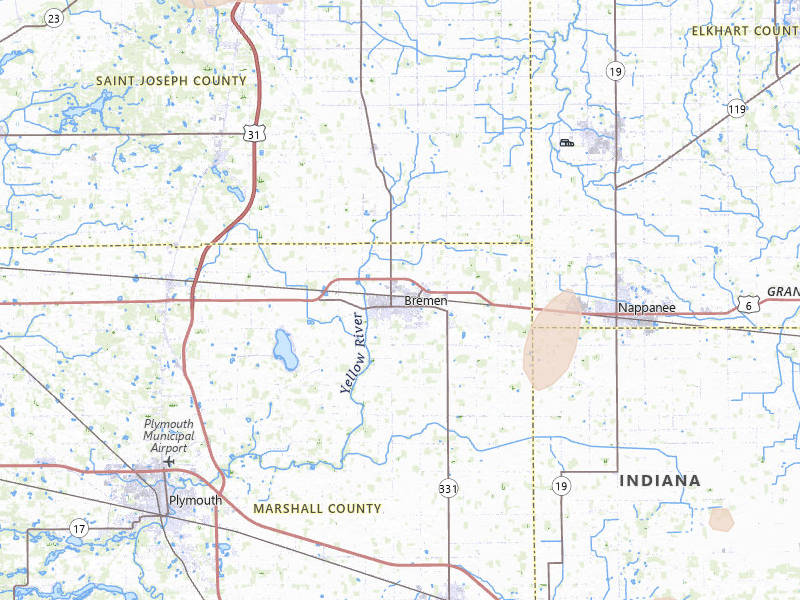 Radar-estimated hail-size map of the storm over Bremen, IN on Jul 3, 2026