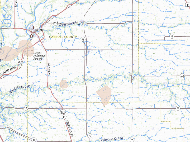 Radar-estimated hail-size map of the storm over Bringhurst, IN on Jun 6, 2026