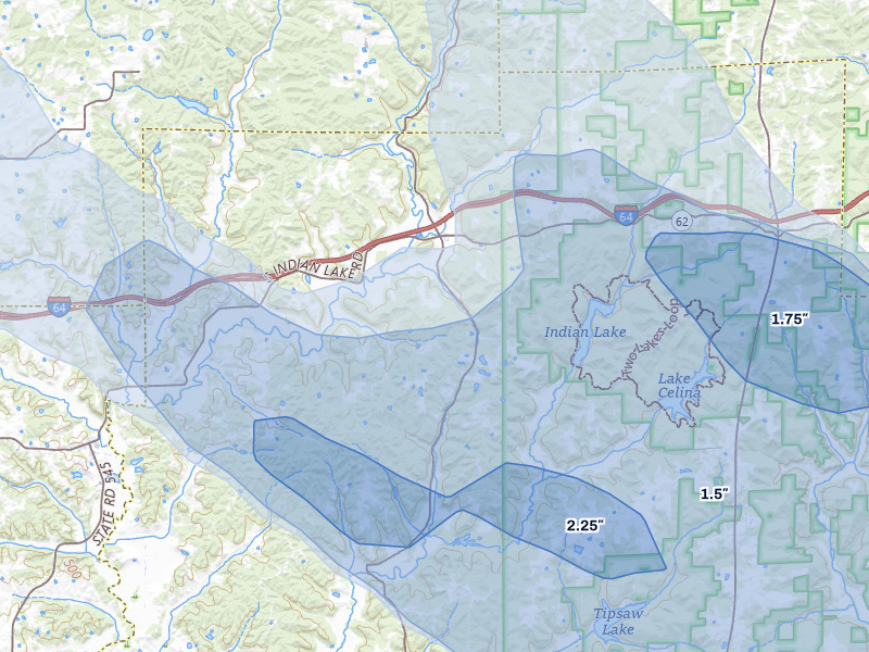 NEXRAD radar-signature map of the hail over Bristow, IN