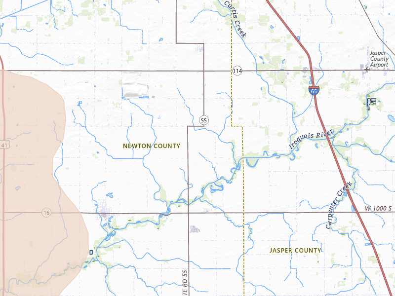 Radar-estimated hail-size map of the storm over Brook, IN on Jul 27, 2026