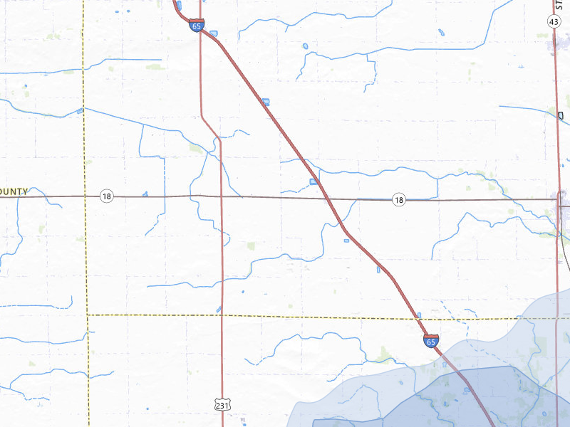 NEXRAD radar-signature map of the hail storm over Brookston, IN on Jun 6, 2026