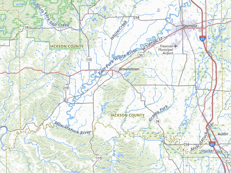 Radar-estimated hail-size map of the storm over Brownstown, IN on Mar 22, 2026
