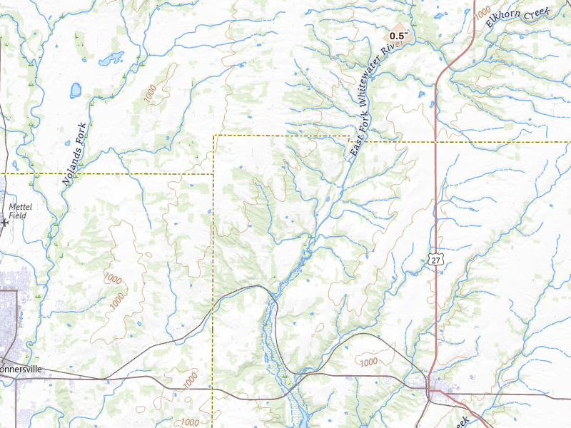 Radar-estimated hail-size map of the storm over Brownsville, IN on Jul 3, 2026