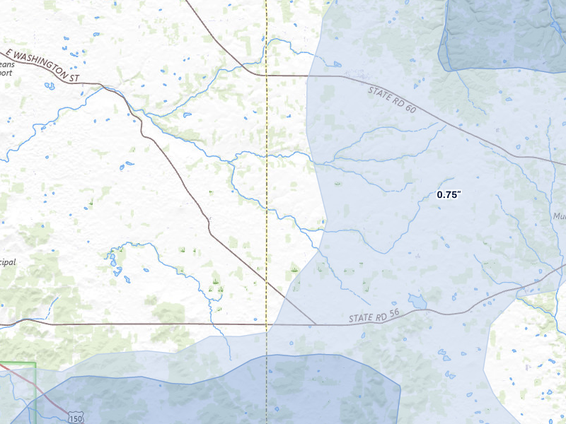 NEXRAD radar-signature map of the hail over Campbellsburg, IN