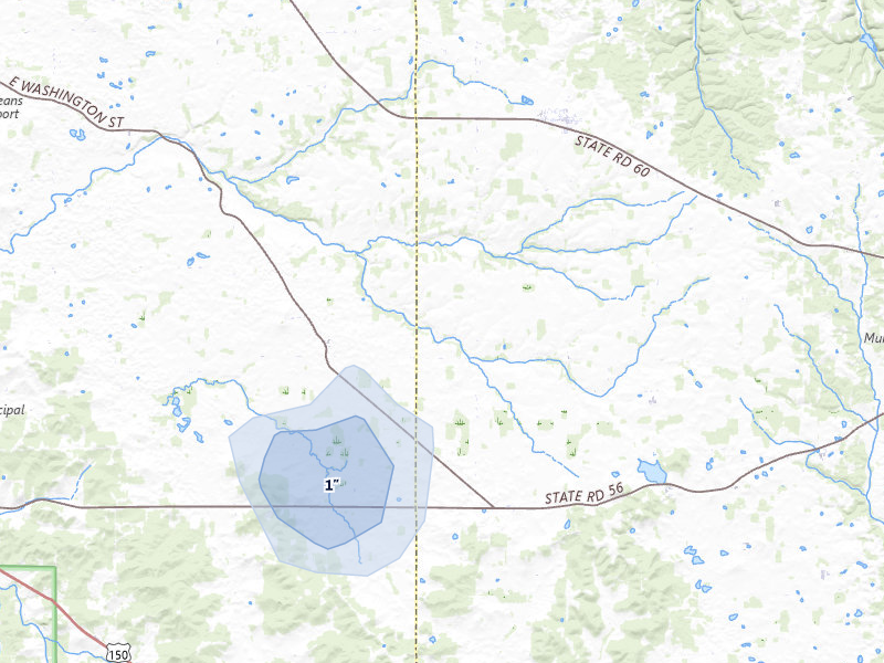 NEXRAD radar-signature map of the hail storm over Campbellsburg, IN on May 18, 2026