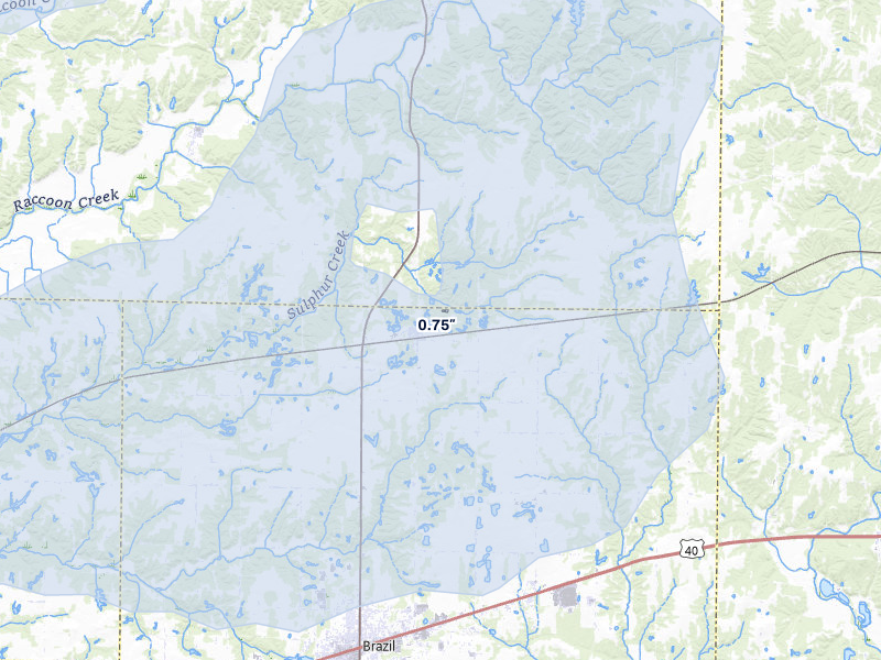 NEXRAD radar-signature map of the hail storm over Carbon, IN on May 4, 2026