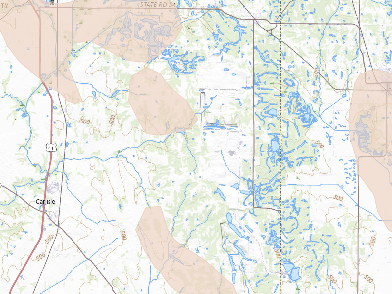 Radar-estimated hail-size map of the storm over Carlisle, IN on Jun 9, 2026