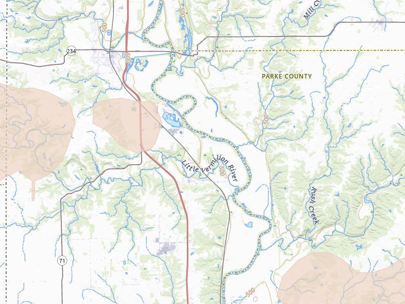Radar-estimated hail-size map of the storm over Cayuga, IN on Mar 22, 2026