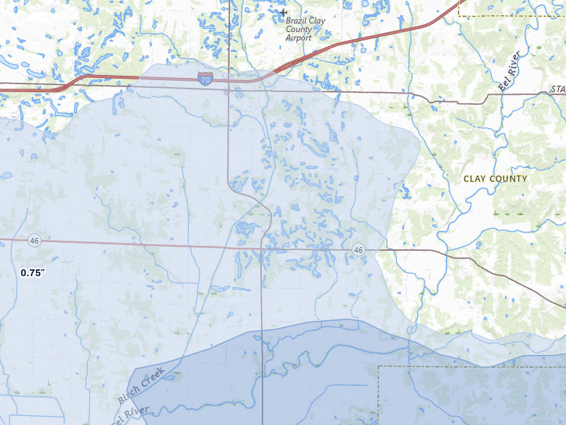 NEXRAD radar-signature map of the hail storm over Centerpoint, IN on Mar 22, 2026