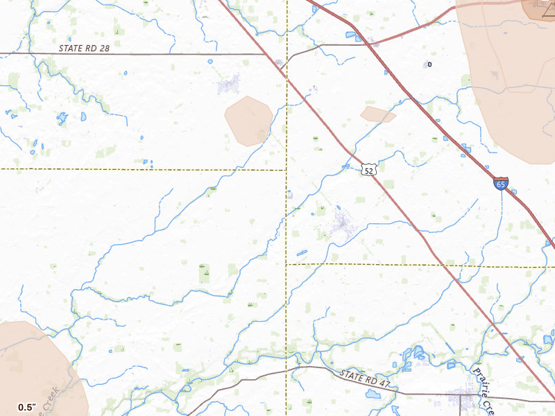 Radar-estimated hail-size map of the storm over Clarks Hill, IN on Aug 11, 2026