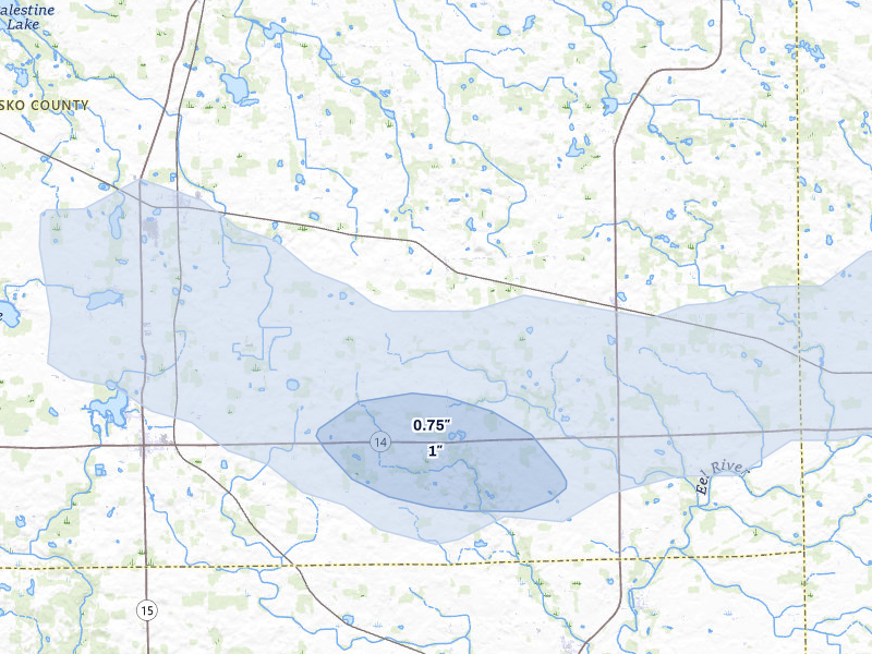 NEXRAD radar-signature map of the hail over Claypool, IN