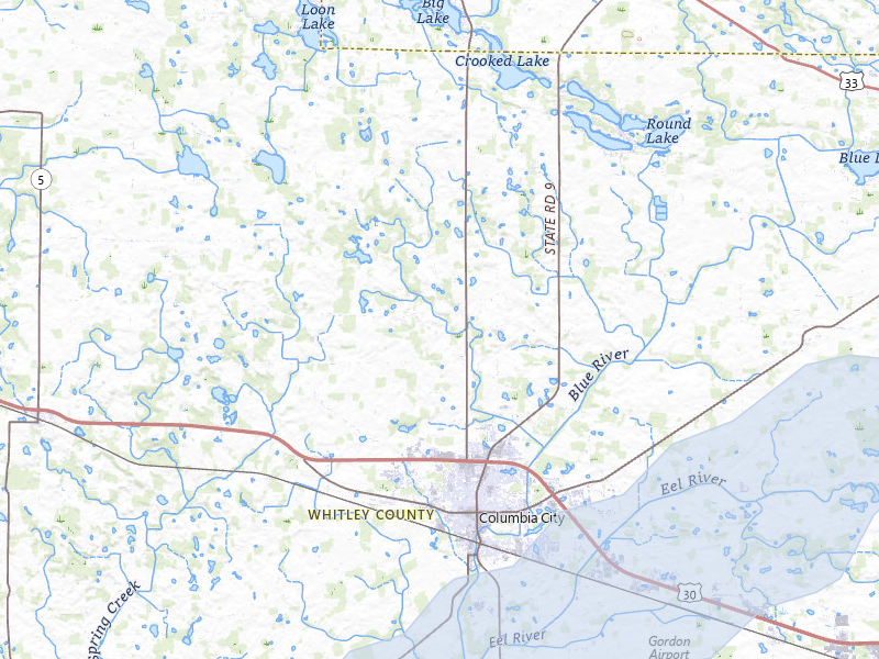 NEXRAD radar-signature map of the hail over Columbia City, IN