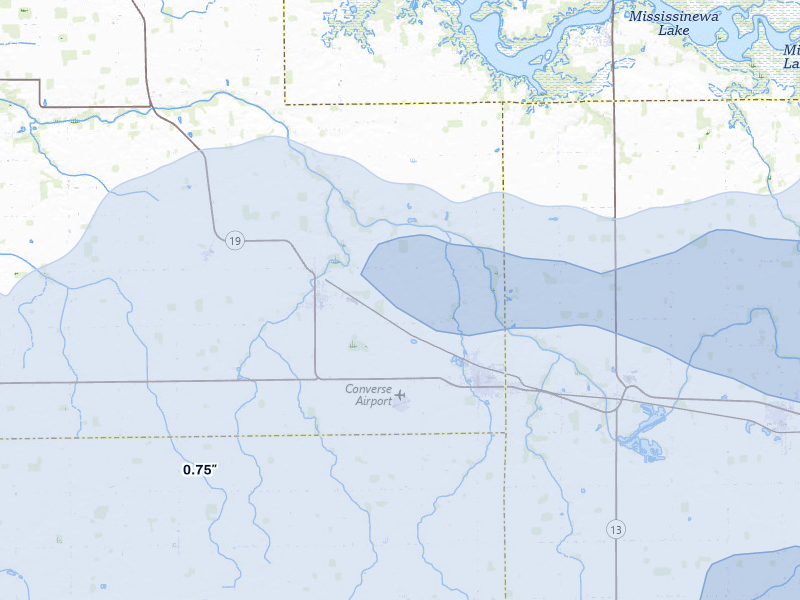 NEXRAD radar-signature map of the hail storm over Converse, IN on Mar 22, 2026