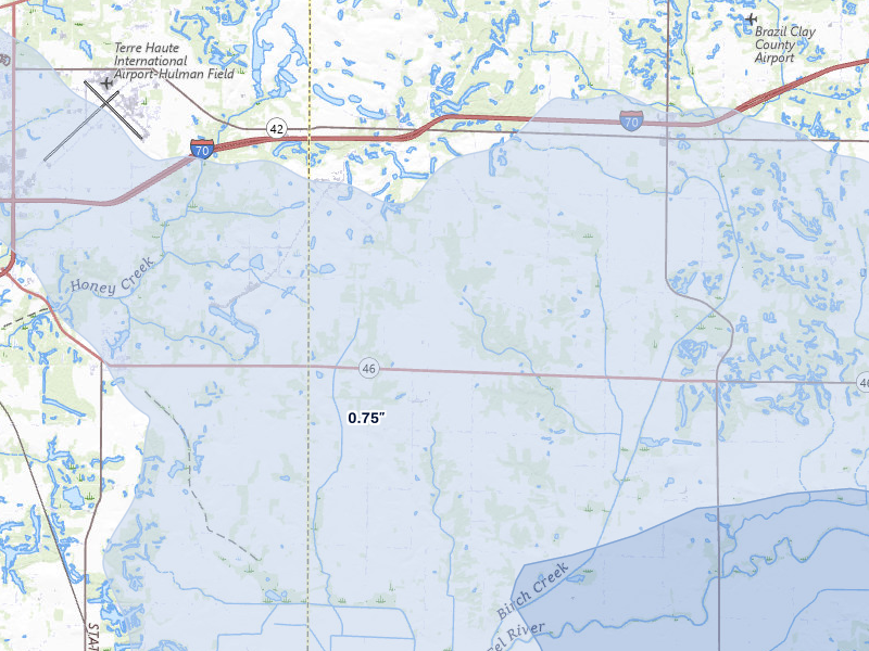 NEXRAD radar-signature map of the hail storm over Cory, IN on Mar 22, 2026