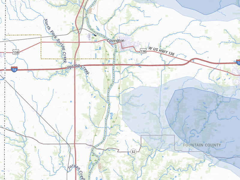 NEXRAD radar-signature map of the hail storm over Covington, IN on Aug 9, 2026