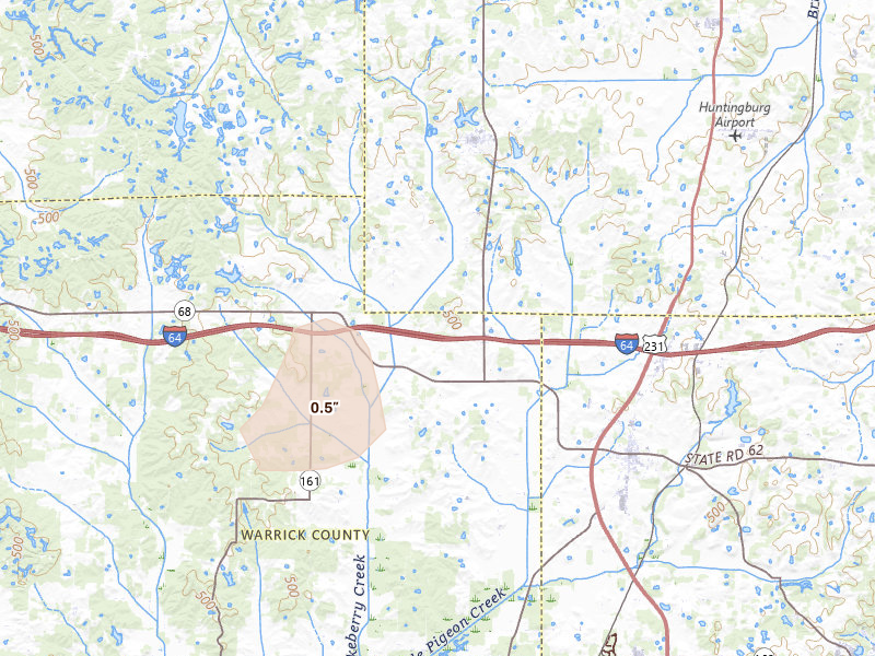Radar-estimated hail-size map of the storm over Dale, IN