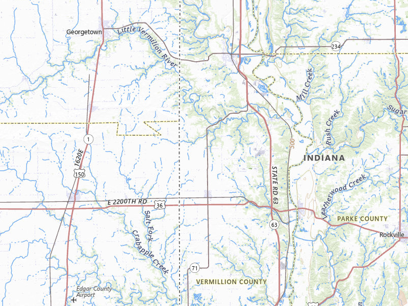 Radar-estimated hail-size map of the storm over Dana, IN on May 4, 2026