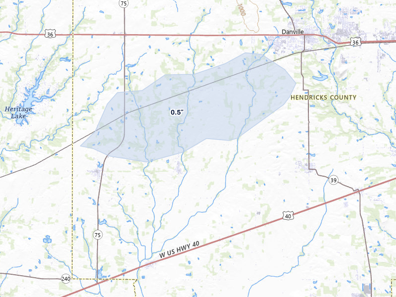 NEXRAD radar-signature map of the hail storm over Danville, IN on May 4, 2026