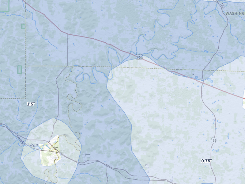 NEXRAD radar-signature map of the hail storm over Depauw, IN on Mar 22, 2026